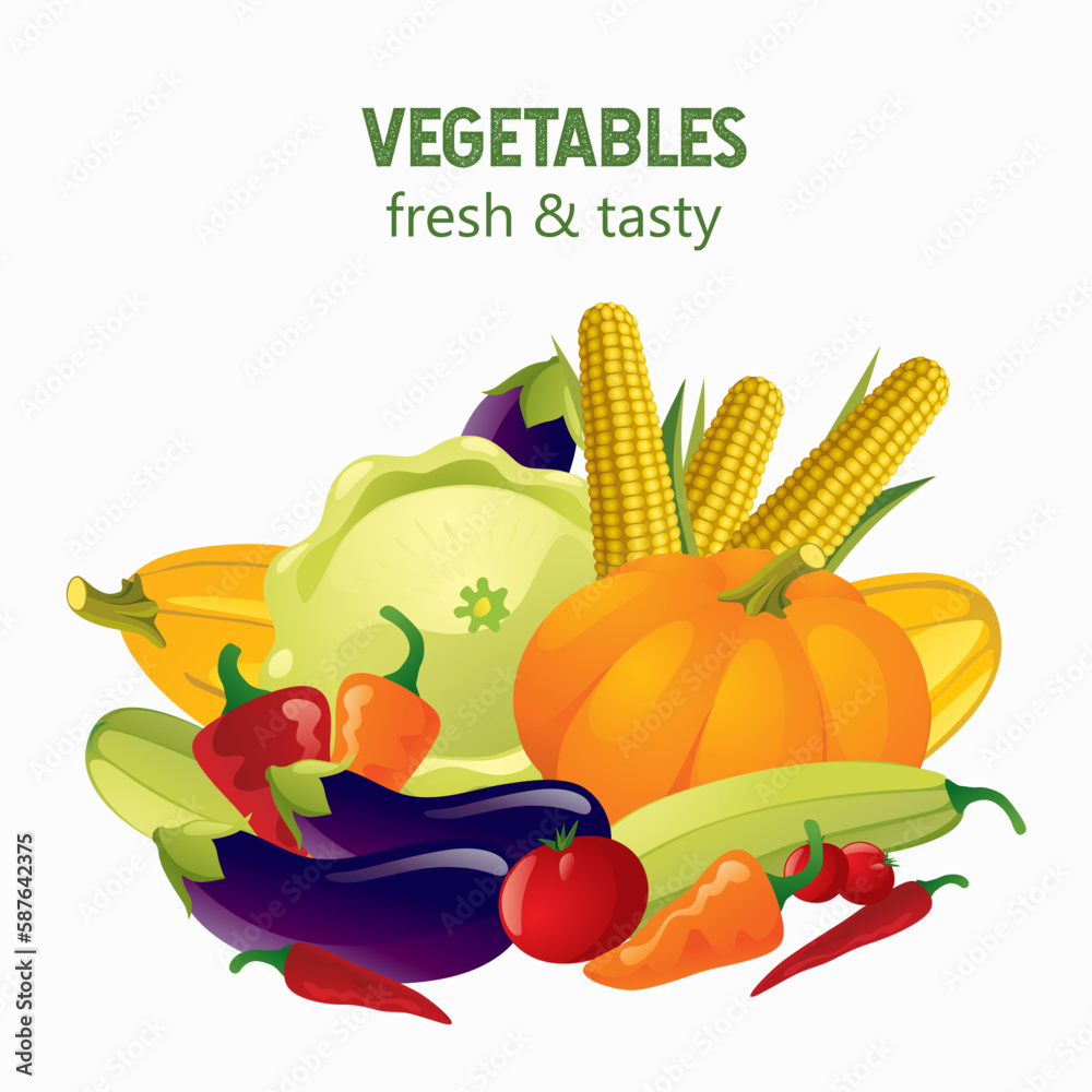 Background of healthy eating. Healthy vegan vegetarian food - vegetables on white. Poster with vegetables. Template for a vegetarian restaurant. Vector image. Background of healthy eating. Healthy vegan vegetarian food - vegetables on white. Poster with vegetables. Template for a vegetarian restaurant. Vector image.