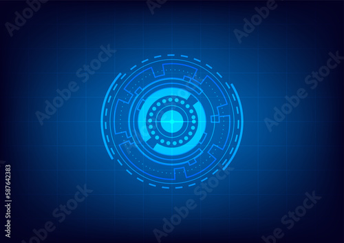 Blue circle and line technology abstract technology innovation concept vector background and glowing light