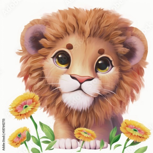 lion cub isolated on white background