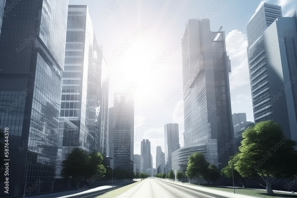 Realistic city daylight view. Generate Ai