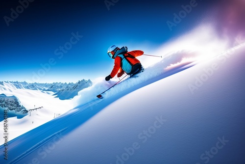 skiing in the mountains