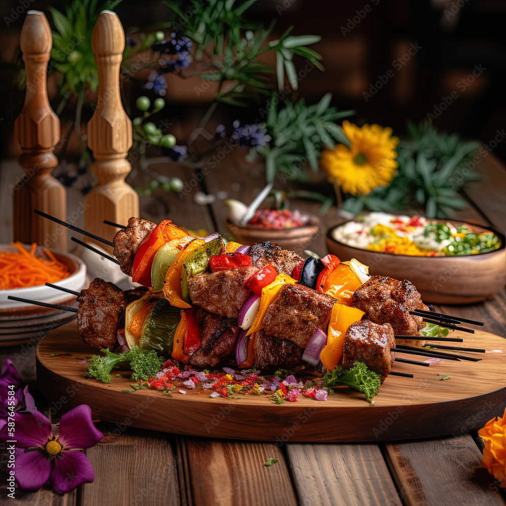 grilled meat with vegetables | Generative AI grilled meat with vegetables | Generative AI