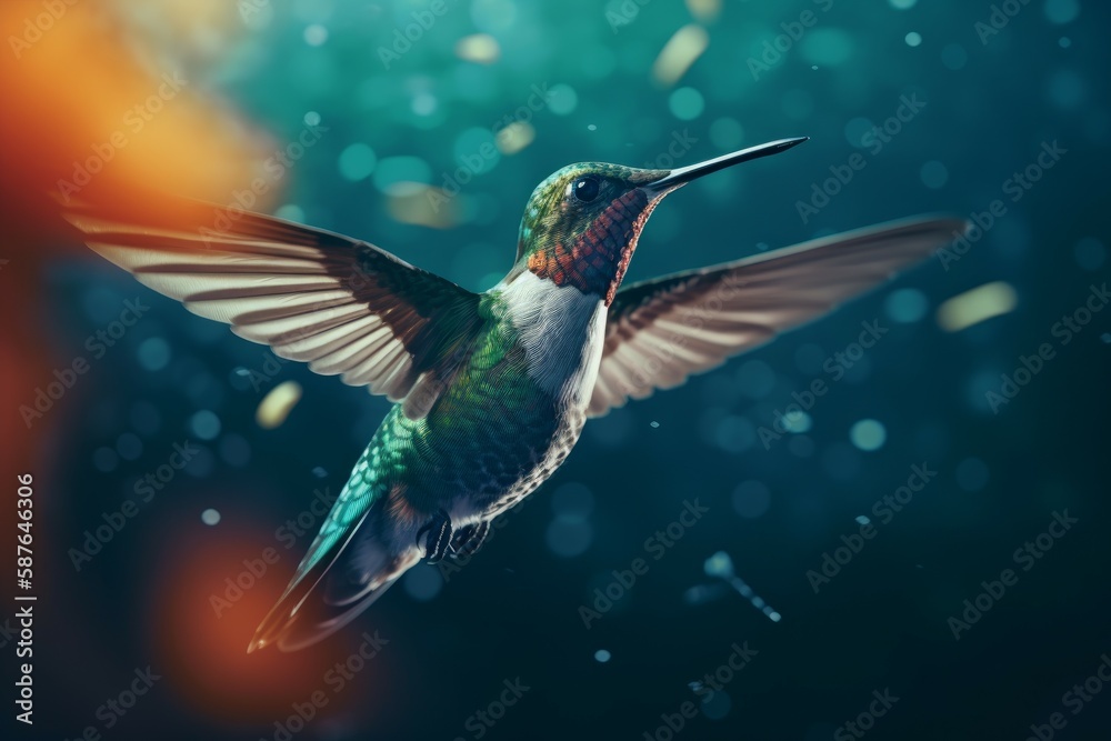 Hummingbird realistic flying. Generate Ai