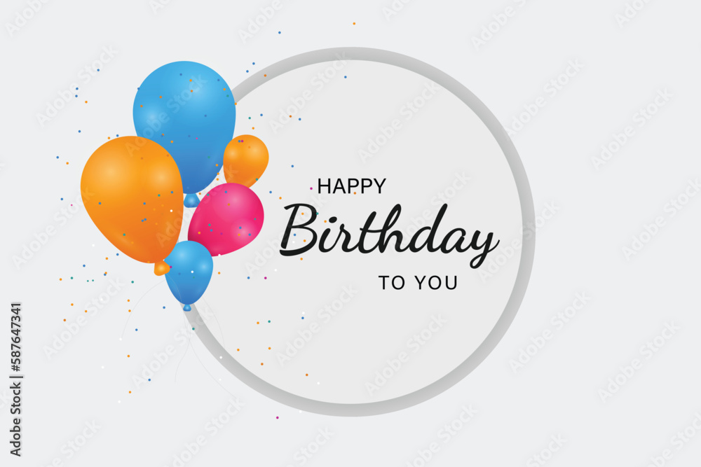 Happy birthday banner design with white background. Stock Vector