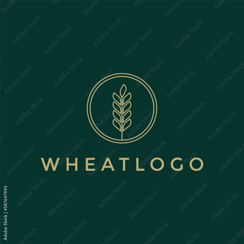 Circle Agriculture Grain Wheat Minimalist Logo Design Template