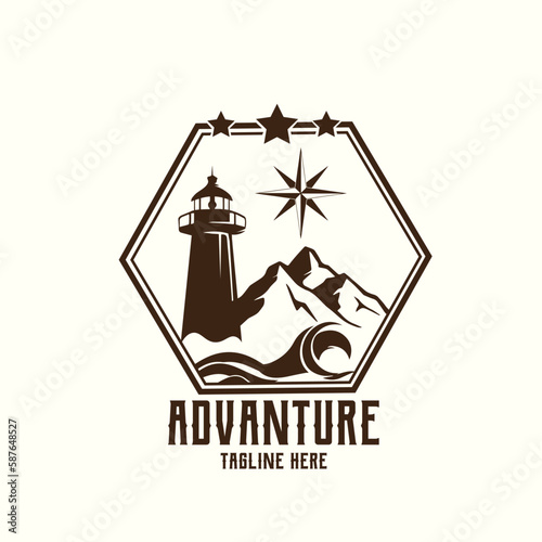 logo mountain and tower vector illustration