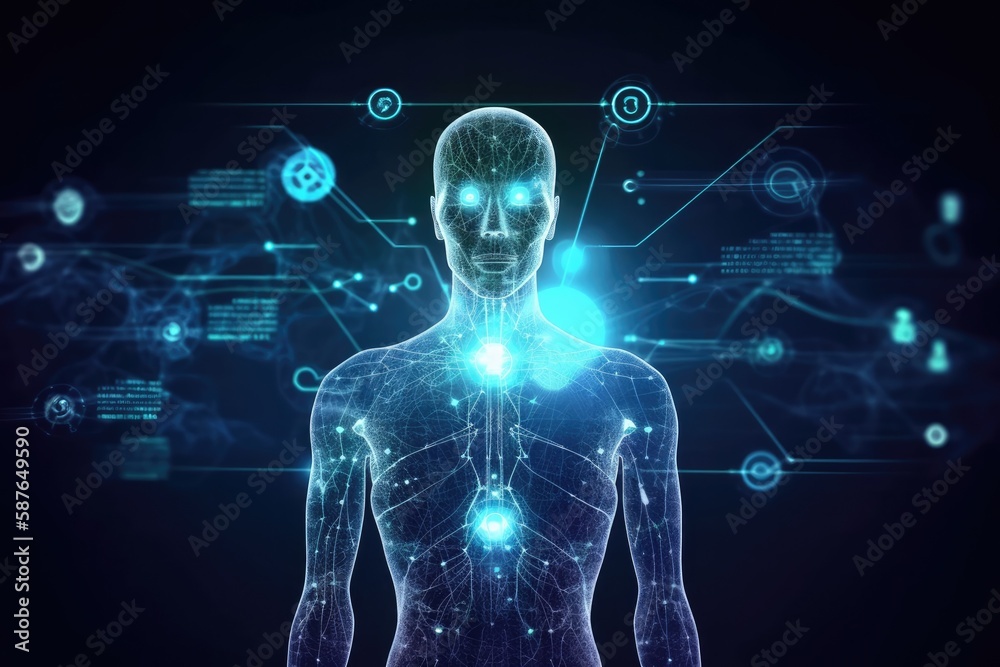 Medical abstract, Healthcare networking and data connected of patient on internet digital technologies, Medical online, consultation, Communication of Health on global network - Generative AI
