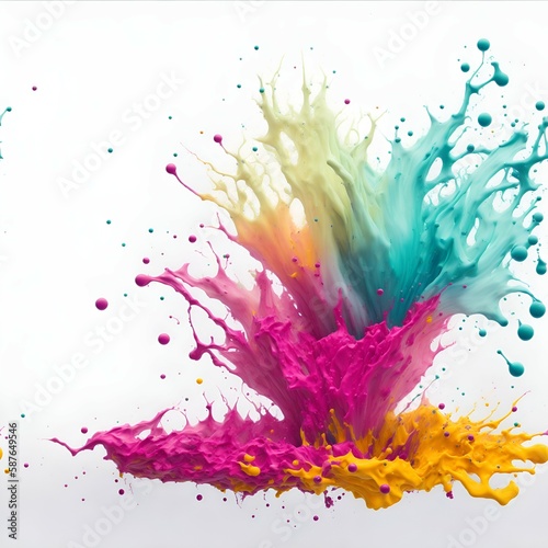 Colorful Powder Splash Art Illustration with White Background. Created using generative AI