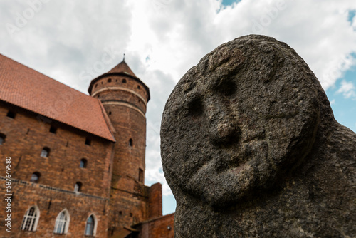 Fototapeta Naklejka Na Ścianę i Meble -  Old Prussian “Baba” Stones (Pruska Baba) at town square of Olsztyn, Poland