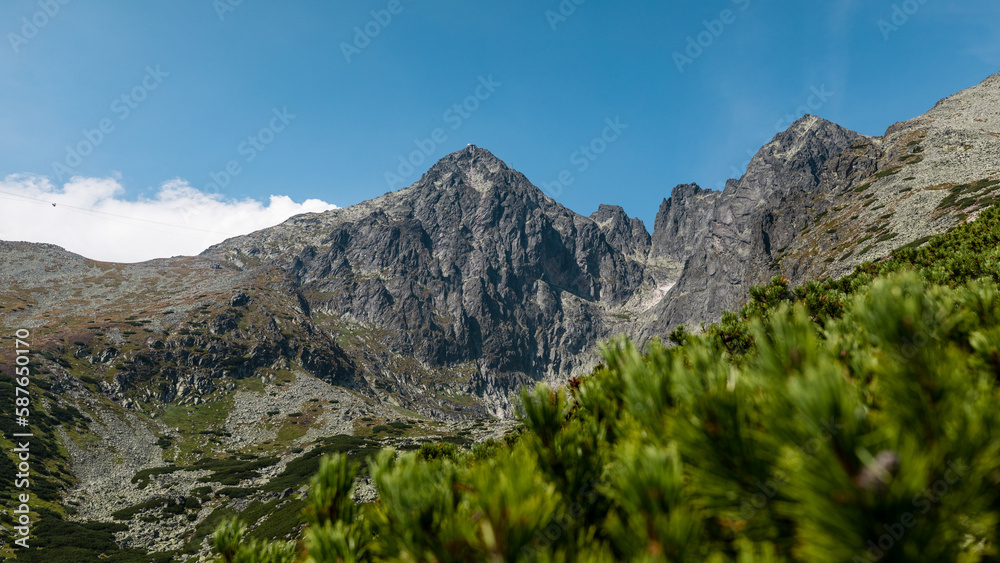 Rocky south face of Lomnicky Peak (Lomnicky stit ) in High Tatras, Slovakia Rocky south face of Lomnicky Peak (Lomnicky stit ) in High Tatras, Slovakia