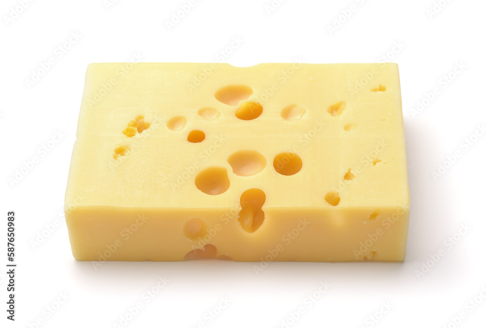 Square piece of Maasdam cheese