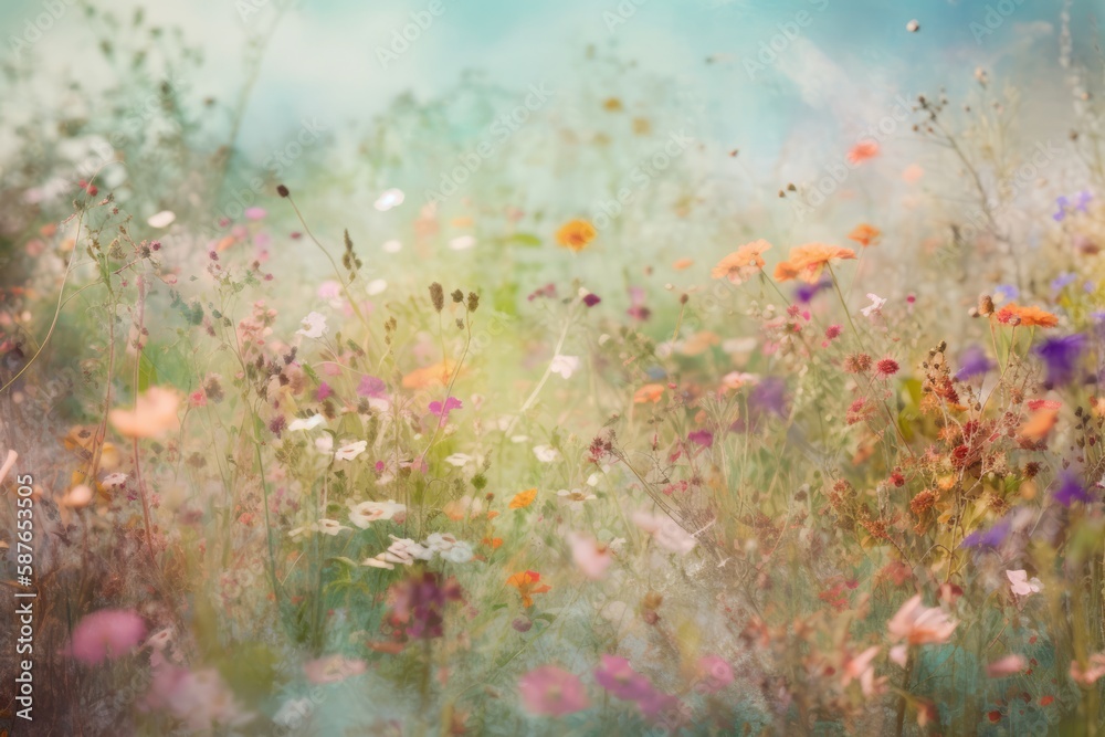Enchanting Wildflower Field: Dreamy Spring-Themed Background with Soft ...