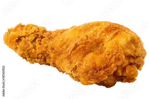 Crispy fried chicken drumstick isolated.