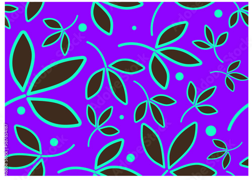 Abstract art nature seamless background vector illustration. Modern shapes art for wallpaper web backdrop, Story board. Fabric material design Seamless. Black leaves. Colourful design.