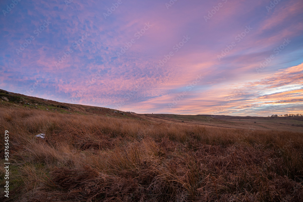 Fototapeta premium Beautiful sunset skies on moorland 