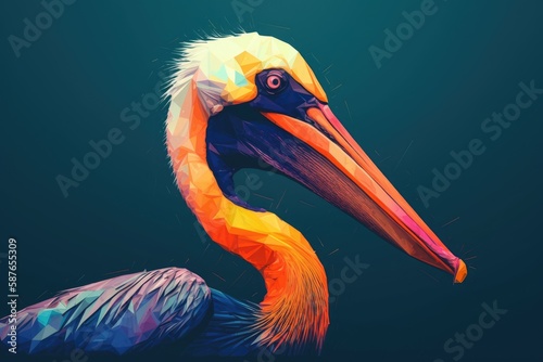 close up of a pelican. Generative AI.