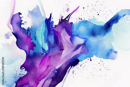 hand drawn abstract purple watercolor background. Generative Ai