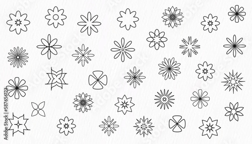 Flower icon set  line drawing of Different type flower icon and clipart