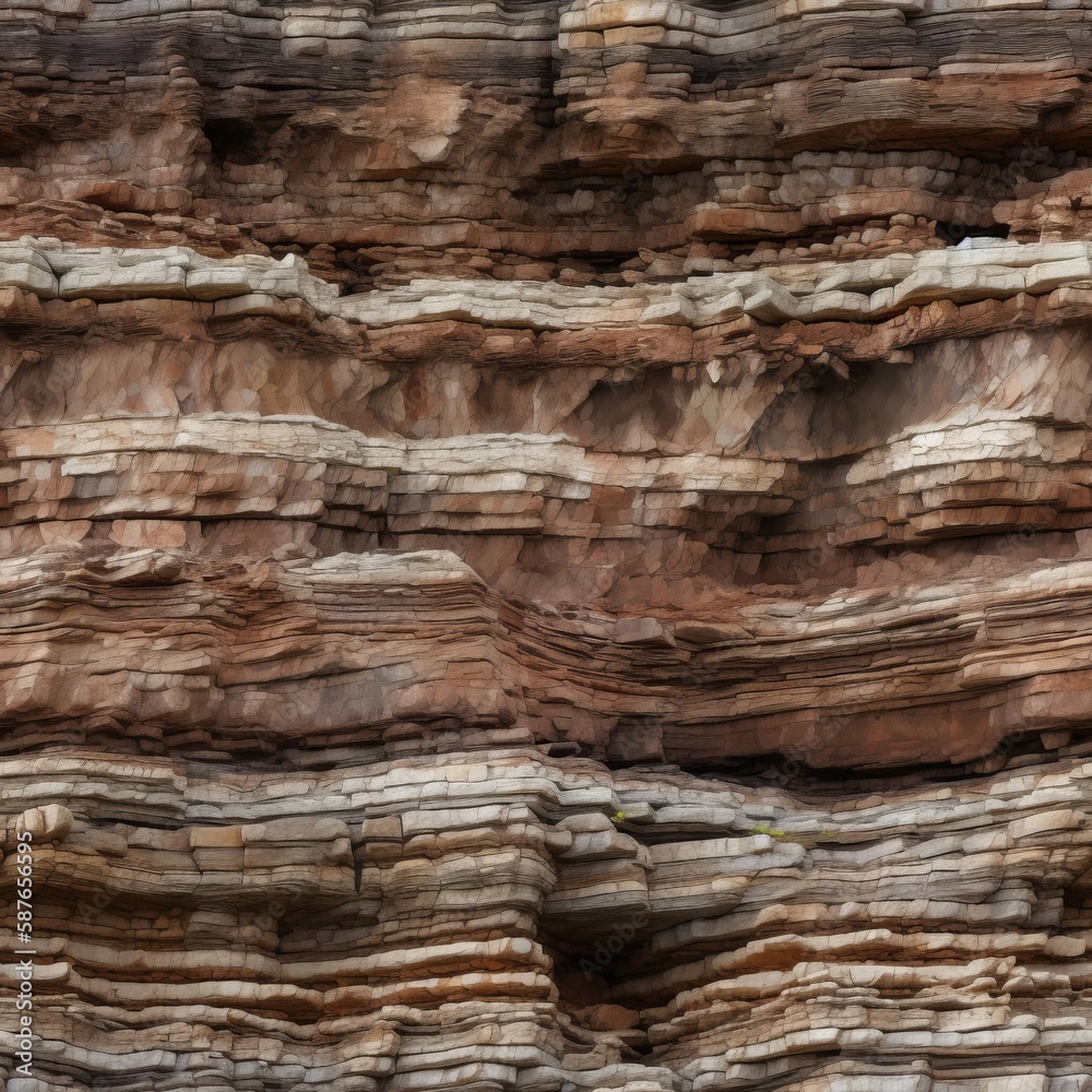 Geologic Strata Cliff Exposure Repeating Rock Texture Pattern [Generative AI]