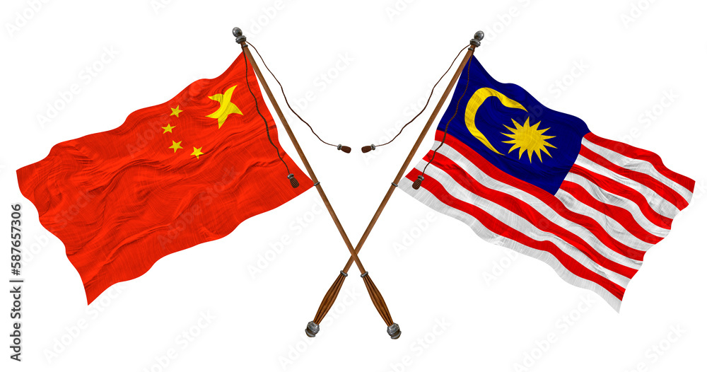 National flag of Malaysia and China. Background for designers National flag of Malaysia and China. Background for designers