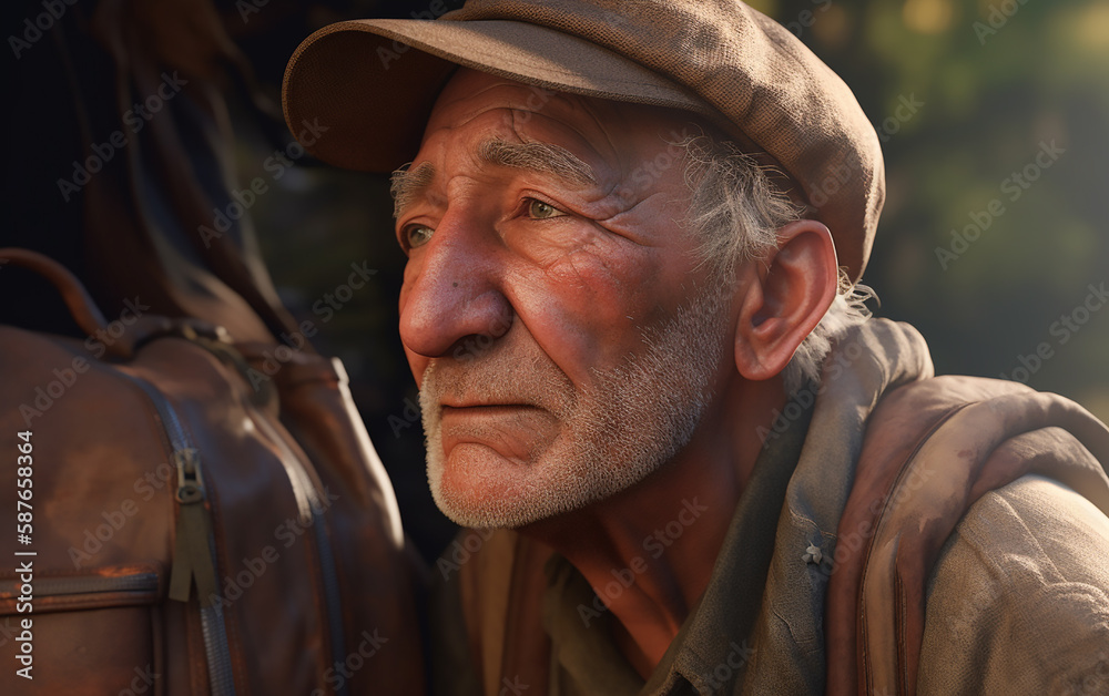 Elderly man in a hat with a weathered face reflecting wisdom and life experiences