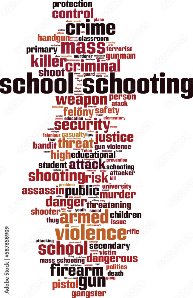 Obraz premium School schooting word cloud concept. Collage made of words about school schooting. Vector illustration 