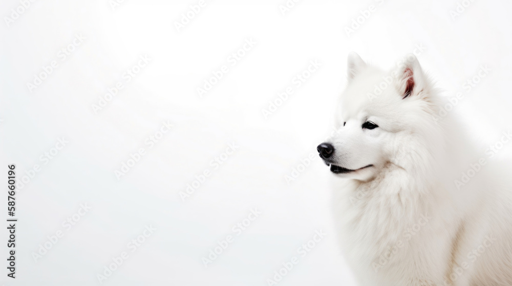 Fototapeta premium animal on the white Background Samoyed generative ai