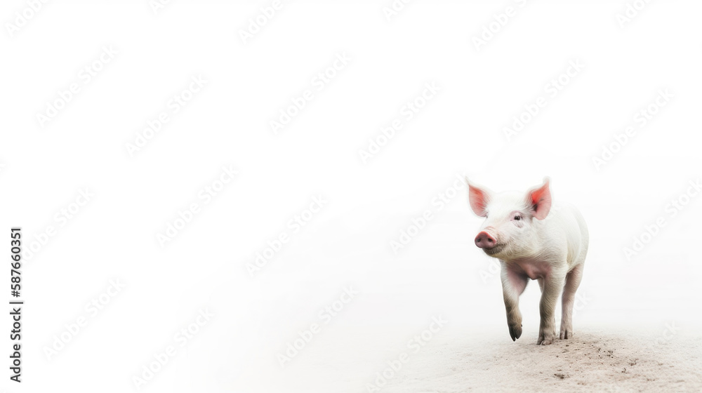 animal on the white Background pig generative ai