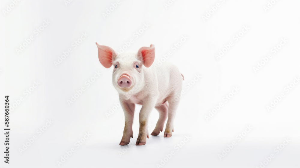 animal on the white Background pig generative ai