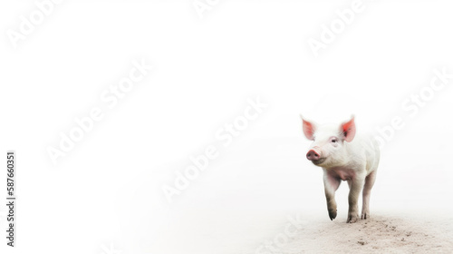 animal on the white Background pig generative ai