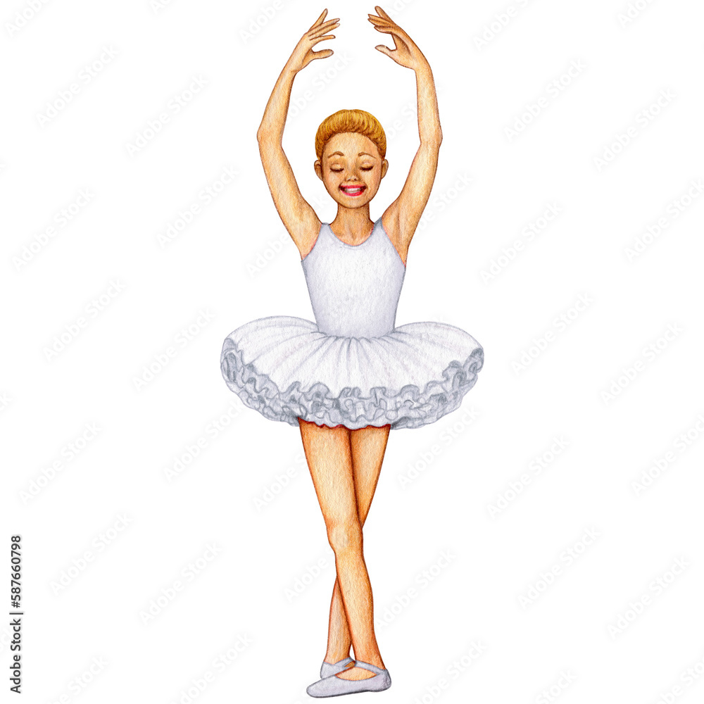 watercolor cute ballerina girl elegant pose watercolor cute ballerina girl elegant pose