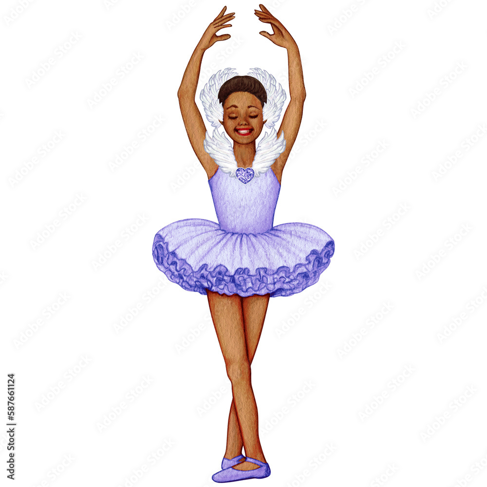 watercolor cute ballerina girl elegant pose watercolor cute ballerina girl elegant pose