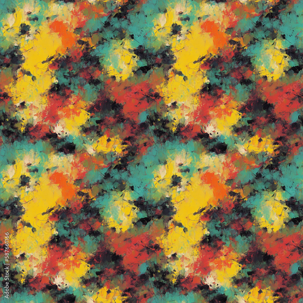 Seamless pattern with abstract painting. Generative AI	