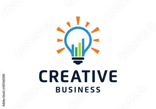 Lamp bulb with graph chart for creative business logo design