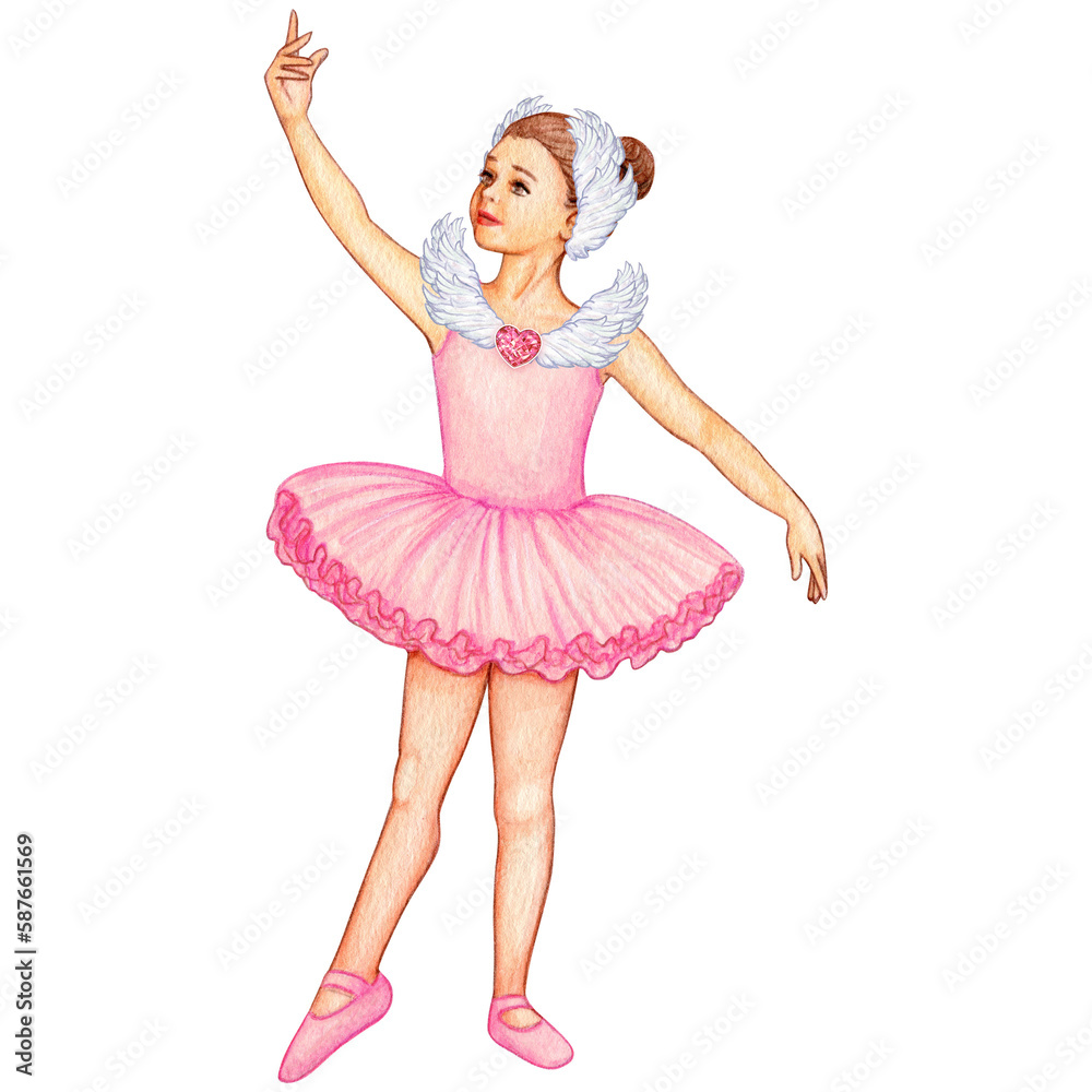watercolor cute ballerina girl elegant pose watercolor cute ballerina girl elegant pose
