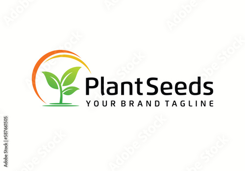 organic plant seed logo design template