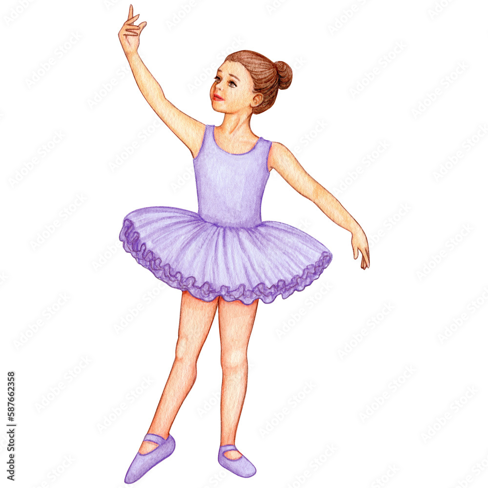 watercolor cute ballerina girl elegant pose watercolor cute ballerina girl elegant pose
