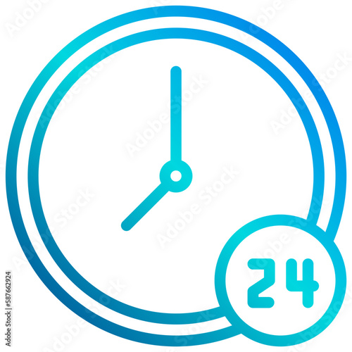 24 hours gradient line icon