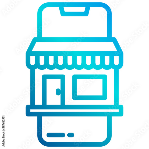 Mobile shopping gradient line icon