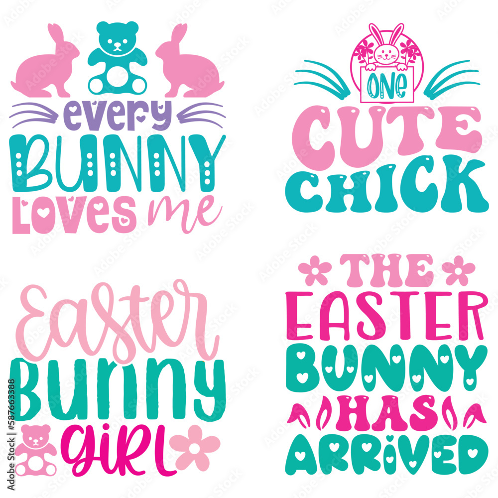 Easter T-shirt And SVG Design Bundle. Easter SVG Bundle for Cricut and Silhouette Crafters. Easter quotes eps files, Easter Vector EPS Editable File Bundle