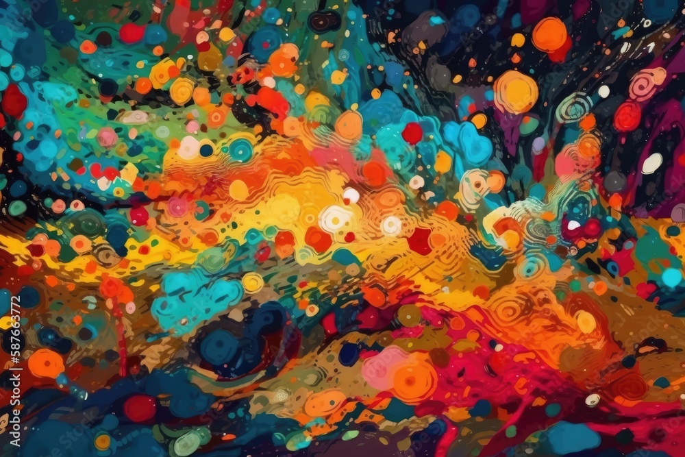 Fototapeta premium Illustration of an abstract painting with vibrant colors and bold brushstrokes. Generative AI