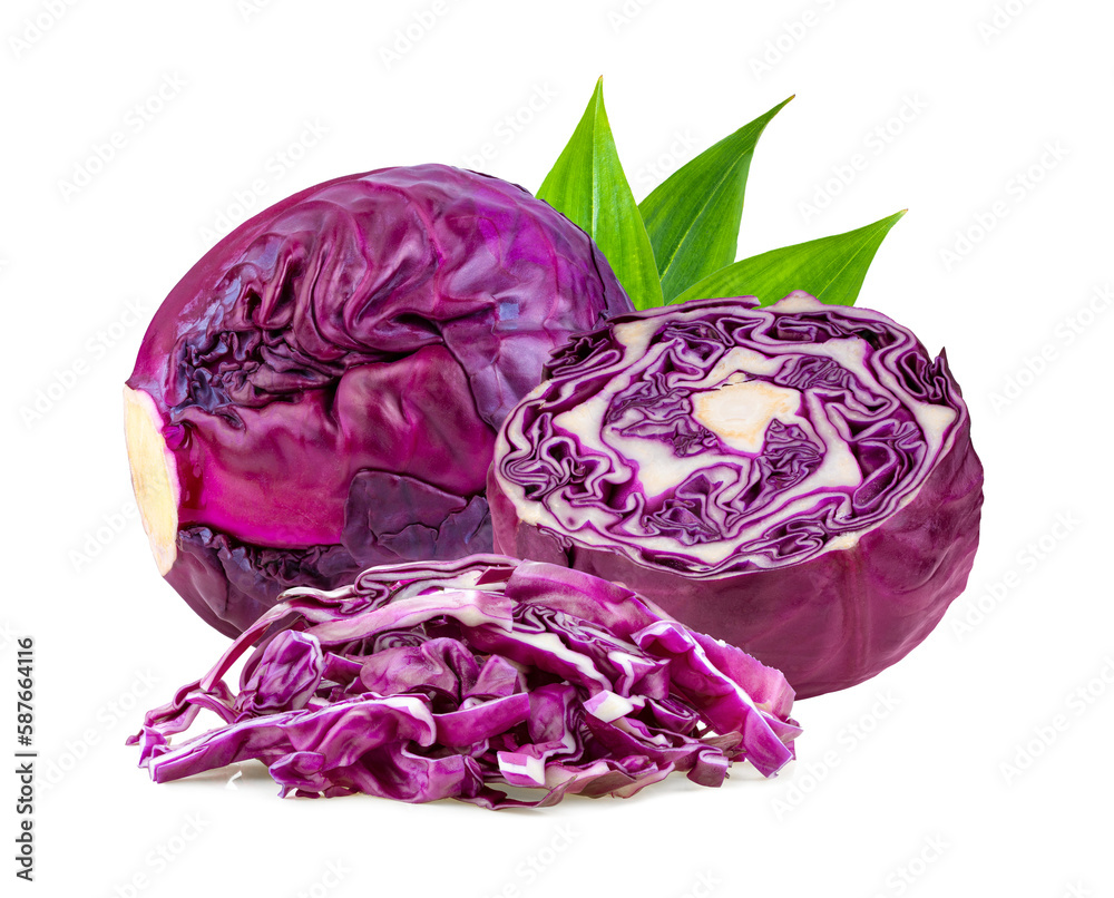Fototapeta premium Red cabbage one slice isolated on transparent png