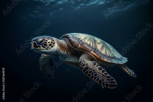 Ocean underwater cute turtle. Generate Ai