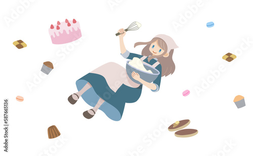 お菓子を作る女の子