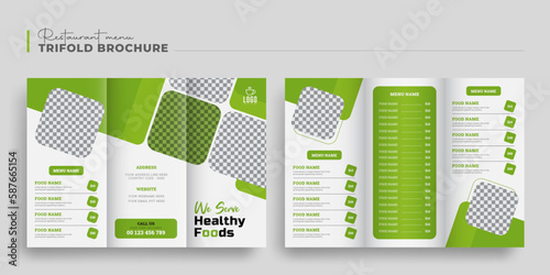 Editable Modern Restaurant food menu trifold brochure flyer leaflet pricelist template design (ID: 587665154)