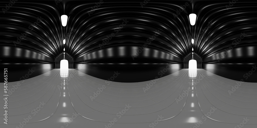 HDRI map, spherical environment panorama background, 360 degree high contrast interior light source render (8K, 3d equirectangular illustration)