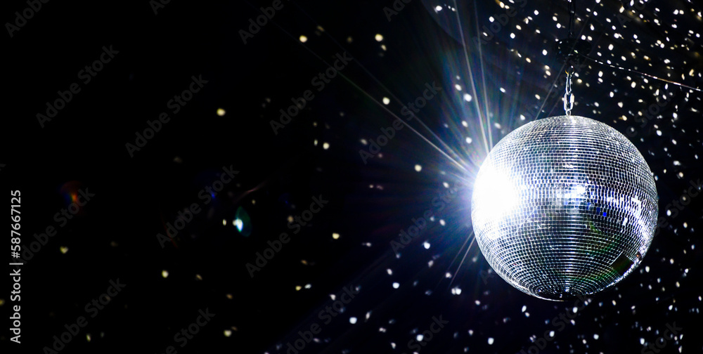 Illuminated disco ball - obrazy, fototapety, plakaty 