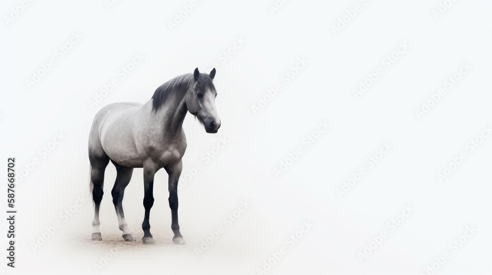 animal on the white Background grey horse generative ai animal on the white Background grey horse generative ai