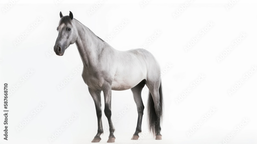 animal on the white Background grey horse generative ai