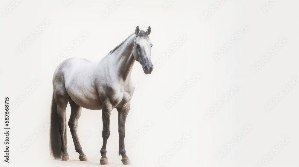 Fototapeta premium animal on the white Background grey horse generative ai